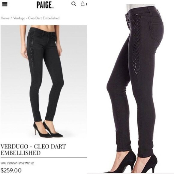 PAIGE Denim - 🆕Paige Verdugo Embellished Black Skinny Jeans